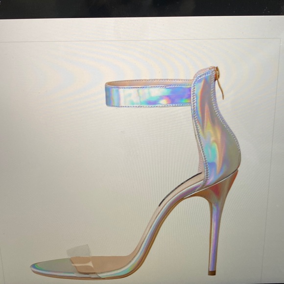OnlyMaker iridescent silver open toe heels size 41 - Picture 13 of 14